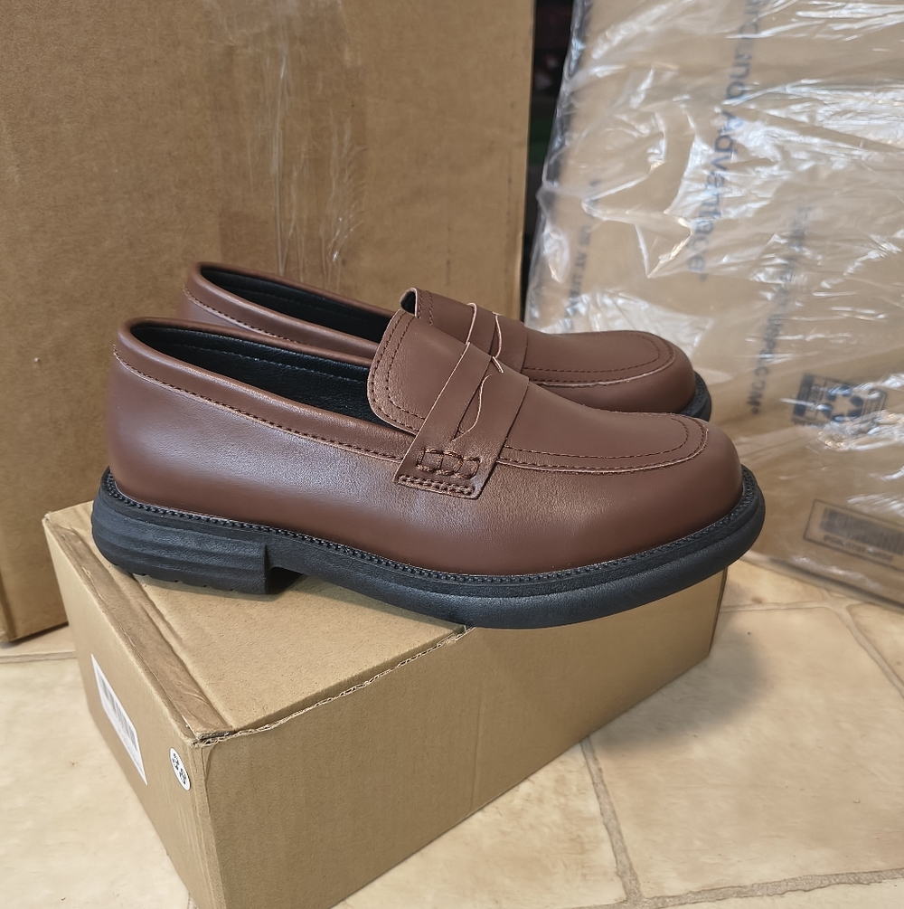 Classic Brown Loafers Women Casual Work Everyday Shoes 7